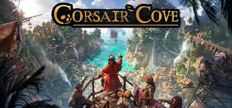 Corsair Cove pirates overlooking their tropical island settlement