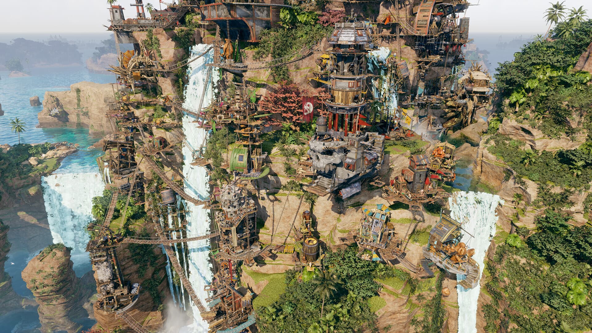 Vertical settlement, cliffs, waterfalls