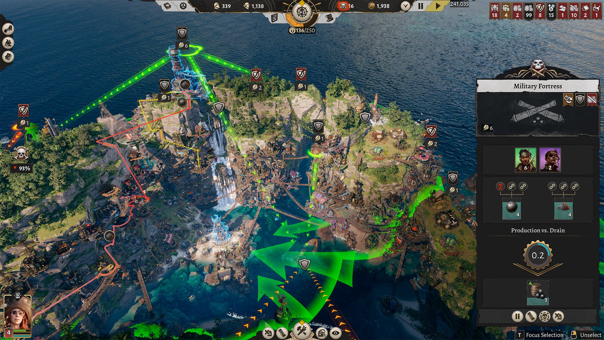 Military Fortress connected to a working Corsair Cove settlement network